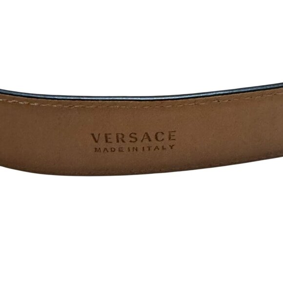 VERSACE Baroque Medusa Leather Belt Purple Gold Sz 95 / 38 Designer Luxury - Picture 11 of 11